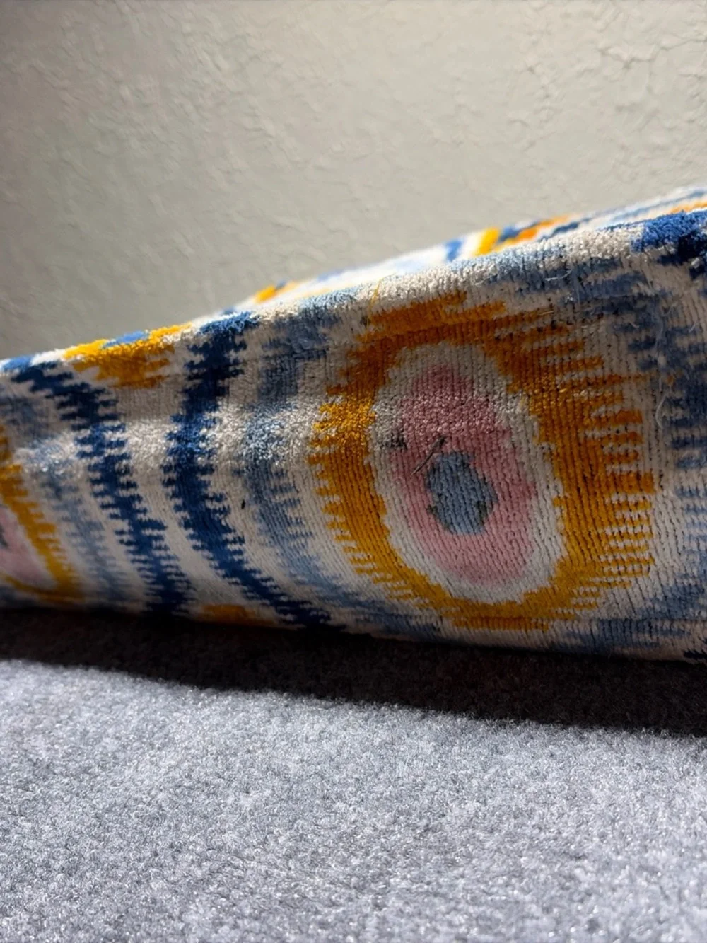 Ikat-Pattern Tote Bag in Blue, Yellow & Pink
